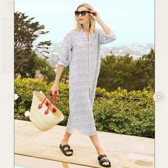 Frank & Eileen Dresses & Skirts - Frank & Eileen Rory Lived In Linen Maxi Shirtdress Dotted Black Size Small
